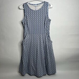 New York & Company Women's Fit & Flare Blue & White‎ Sleeveless Dress - Size XS